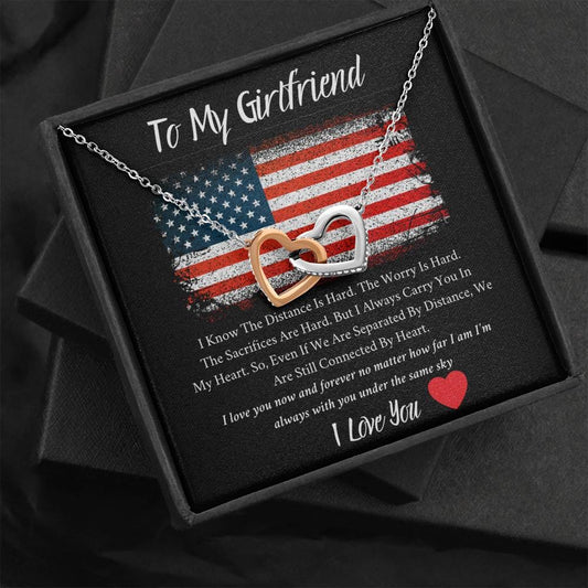 To My Girlfriend - I Know The Distance - Interlocking Hearts Necklace