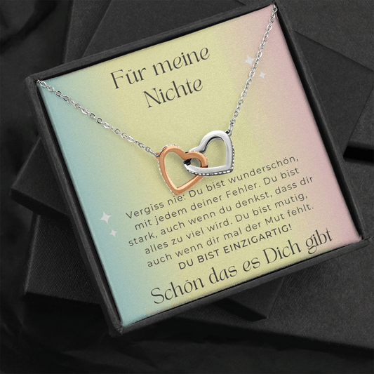 Für Meine Nichte - Vergiss Nie - Interlocking Hearts Necklace