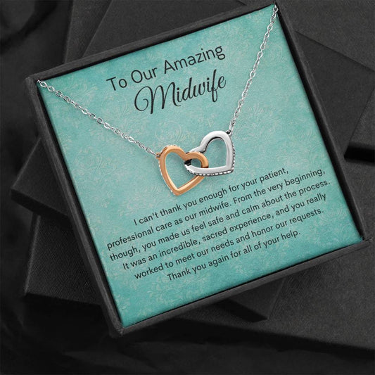 To Our Amazing Midwife - Interlocking Hearts Necklace