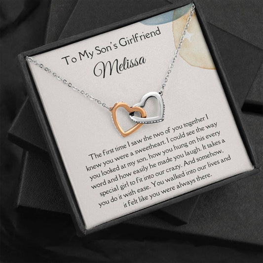 To My Son's Girlfriend - Interlocking Hearts Necklace