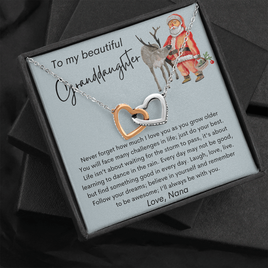 To My Beautiful Granddaughter - Love Nana - Interlocking Hearts Necklace