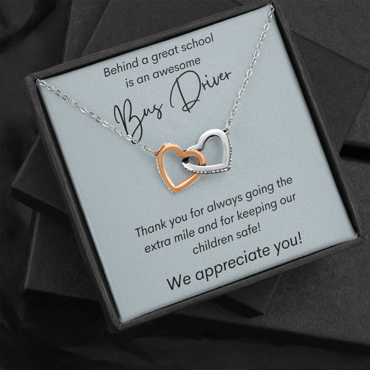 Awesome Bus Driver - Interlocking Hearts Necklace