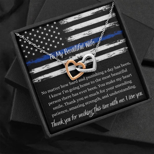 To My Beautiful Police Wife - Interlocking Hearts Necklace