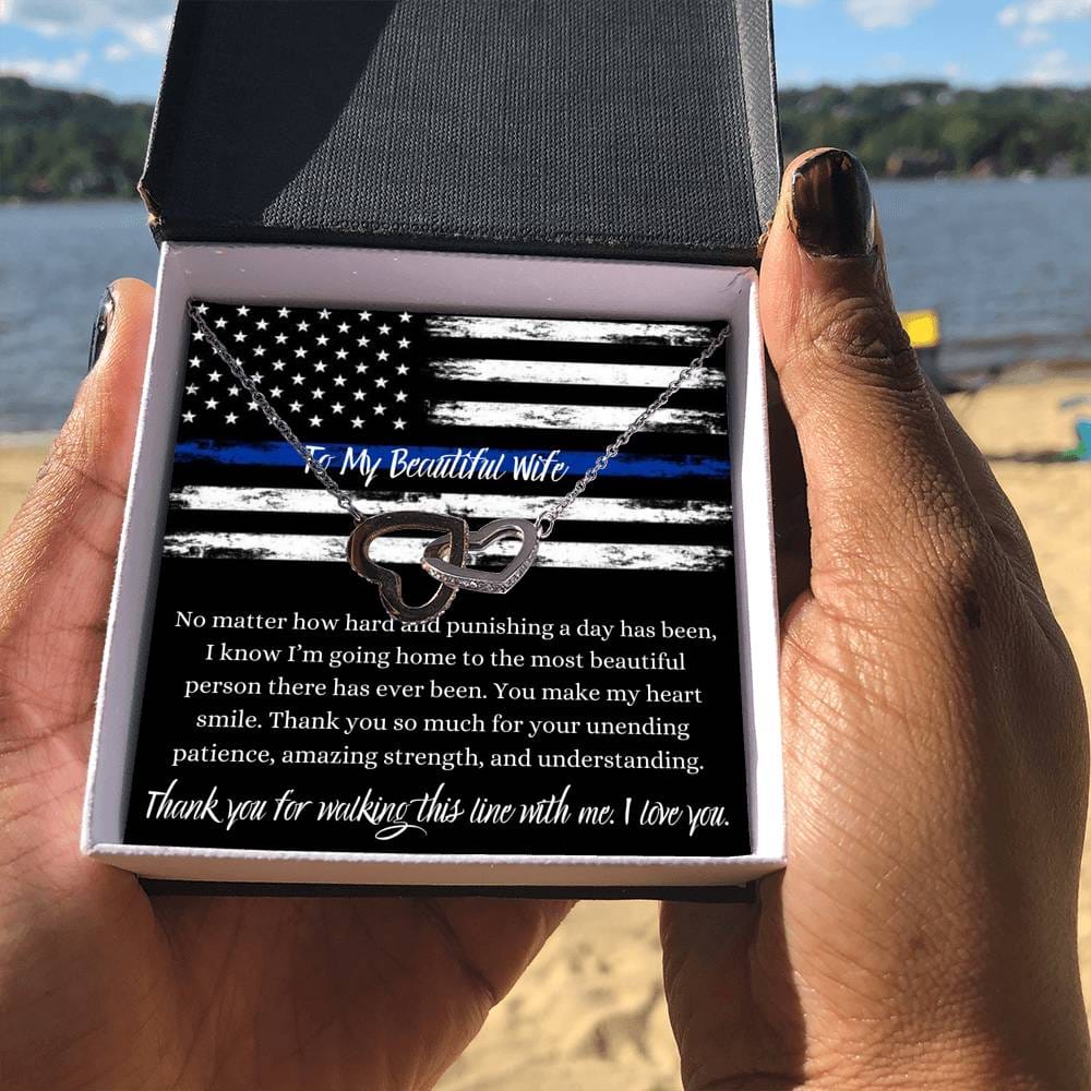 To My Beautiful Police Wife - Interlocking Hearts Necklace