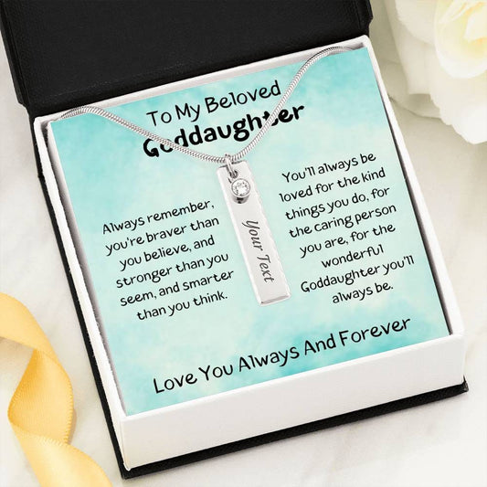 To My Beloved Goddaughter - Love You Always And Forever - Birthstone Name Necklace