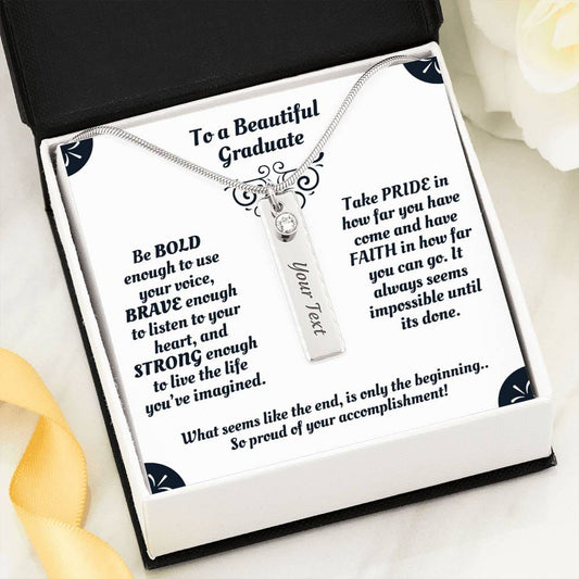 To A Beautiful Graduate - Birthstone Name Necklace