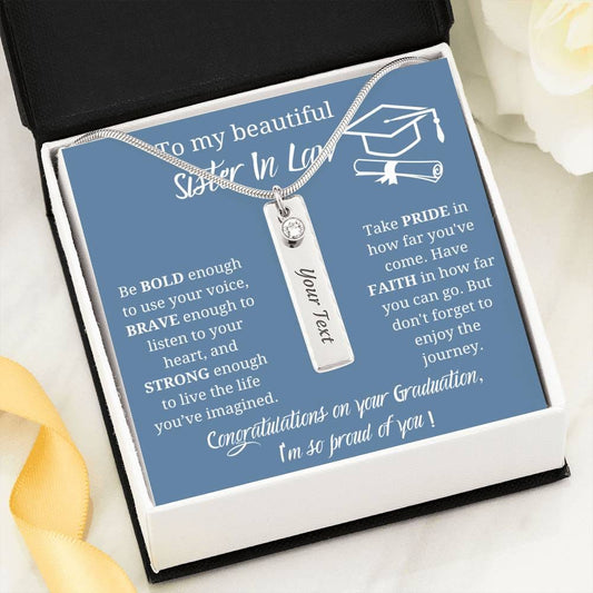 To My Beautiful Sister In Law - Congratulations On Your Graduation - Birthstone Name Necklace