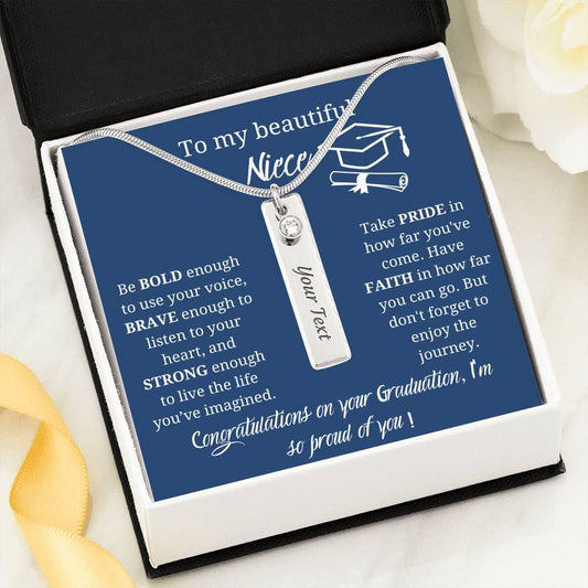 To My Beautiful Niece - Congratulations On Your Graduation - Birthstone Name Necklace