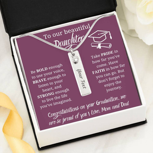 To Our Beautiful Daughter - We Are So Proud Of You - Birthstone Name Necklace