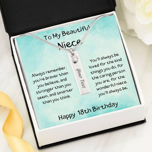 To My Beautiful Niece - Happy 18th Birthday - Birthstone Name Necklace
