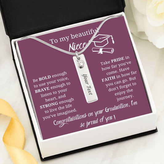 To My Beautiful Niece - I'm So Proud Of You - Birthstone Name Necklace