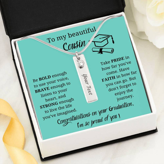 To My Beautiful Cousin - Congratulations On Your Graduation - Birthstone Name Necklace
