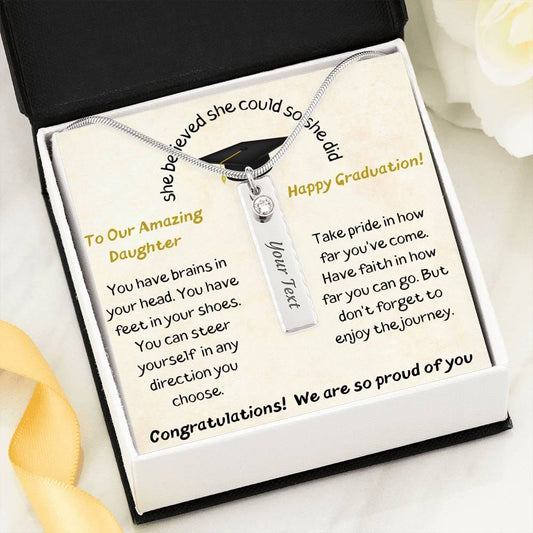She Believed She Could So She Did - To Our Amazing Daughter - Birthstone Name Necklace
