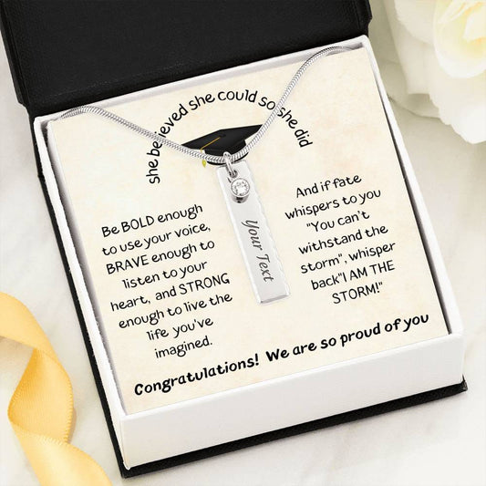 She Believed She Could So She Did - Birthstone Name Necklace