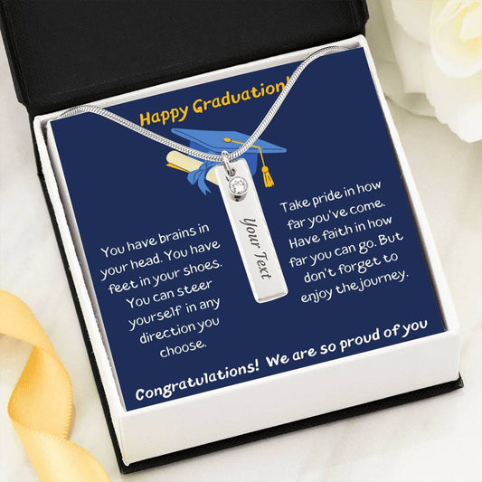 Happy Graduation - You Have Brains In Your Head - Birthstone Name Necklace
