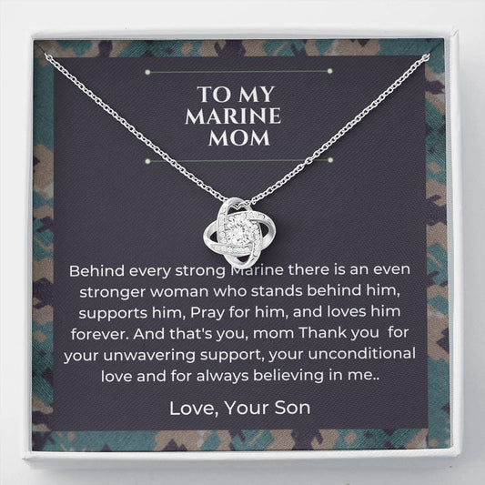 To My Marine Mom - Love Knot Necklace