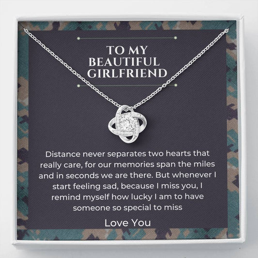 To My Beautiful Girlfriend - Distance - Love Knot Necklace