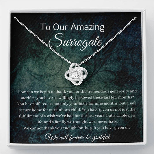 To Our Amazing Surrogate - We will forever Be Grateful - Love Knot Necklace