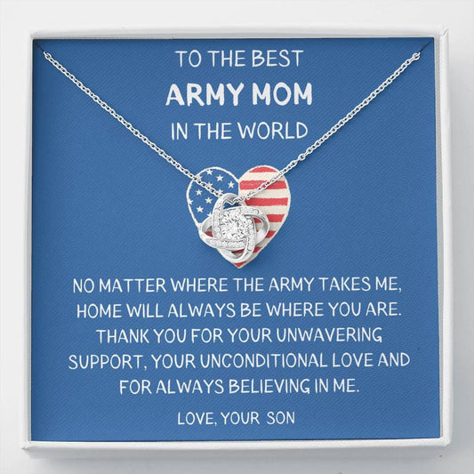 To The Best Army Mom In The World - Love Knot Necklace