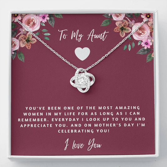 To My Aunt - I Love You - Love Knot Necklace