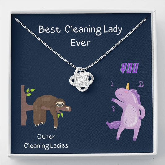 Best Cleaning Lady Ever - Love Knot Necklace - Dark Blue
