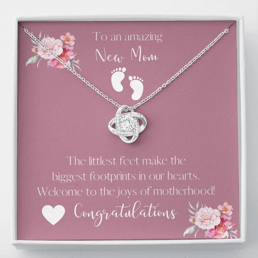 To An Amazing New Mom Love Knot Necklace - The Littlest Feet