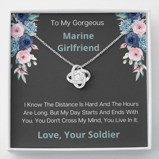 To My Gorgeous Marine Girlfriend - I Know The Distance - Love Knot Necklace