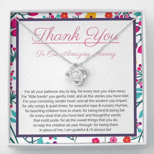 Thank You - To Our Amazing Nanny - Love Knot Necklace
