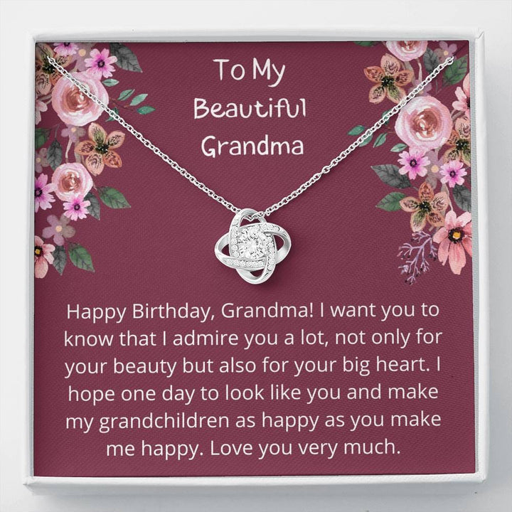 To My Beautiful Grandma Happy Birthday Love Knot Necklace