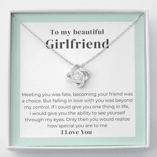 To My Beautiful Girlfriend - Meeting You - Love Knot Necklace