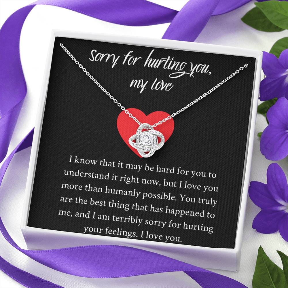 Sorry For Hurting You My Love - I Love You - Love Knot Necklace