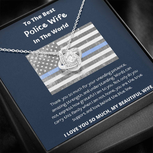 To The Best Police Wife In The World - Love Knot Necklace