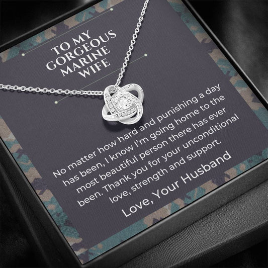 To My Gorgeous Marine Wife - Love Knot Necklace