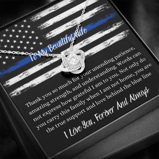 To My Beautiful Wife - Police Design - Love Knot Necklace