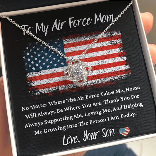 To My Air Force Mom - No Matter - Love Knot Necklace