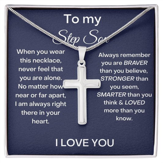 To My Step Son - When You Wear This Necklace - Cross Necklace