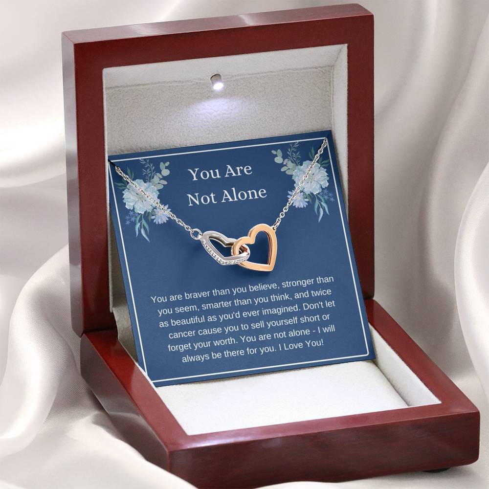 You Are Not Alone - Cancer Support Interlocking Hearts Necklace