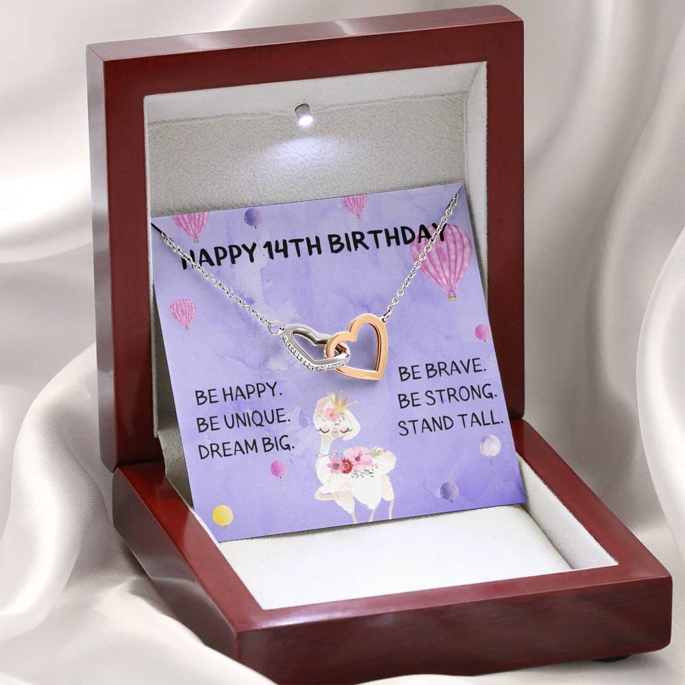 Happy 14th Birthday - Interlocking Hearts Necklace