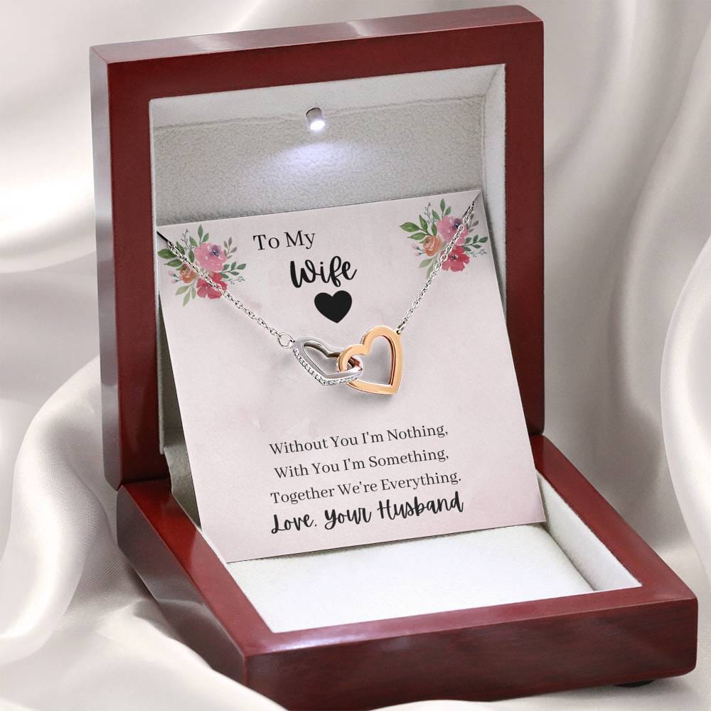 To My Wife - Without You - Interlocking Hearts Necklace
