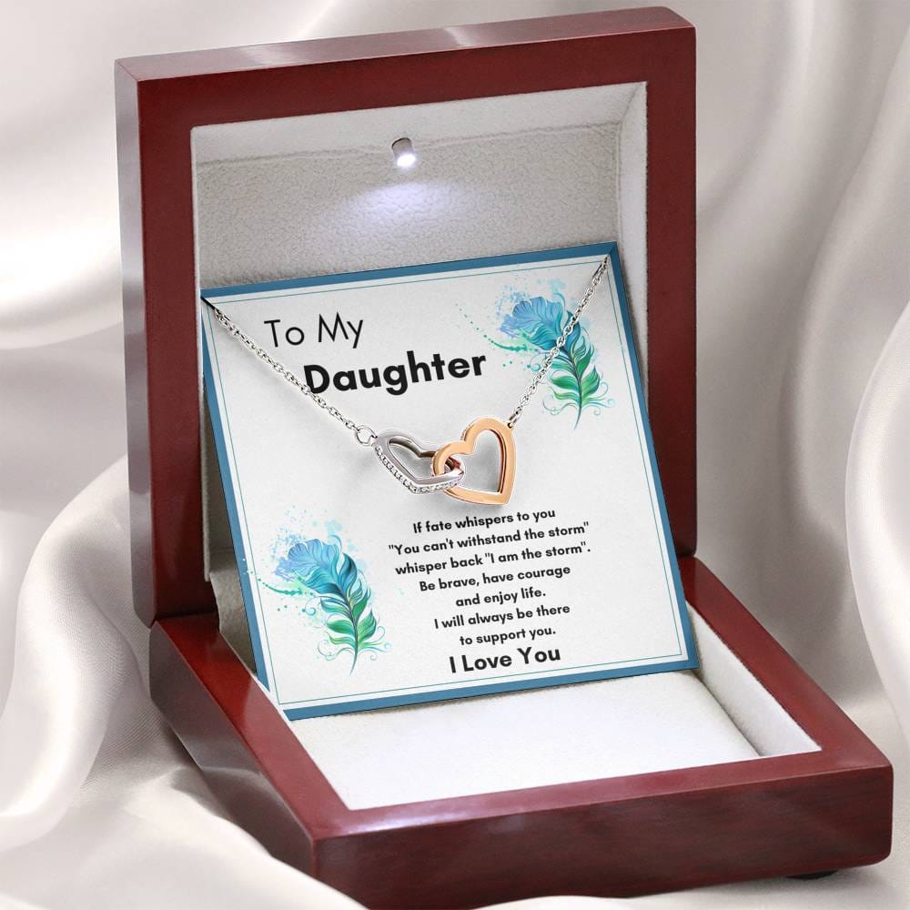 To My Daughter - If Fate Whispers To You - Interlocking Hearts Necklace