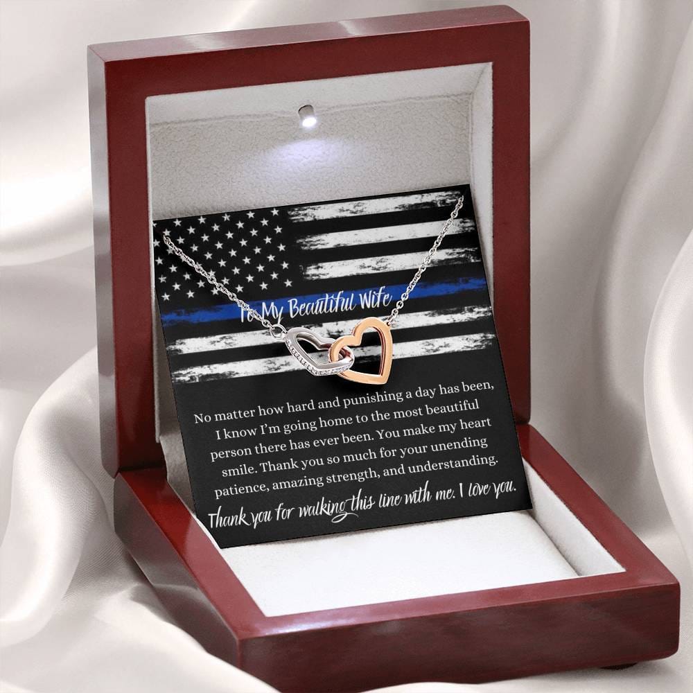 To My Beautiful Police Wife - Interlocking Hearts Necklace