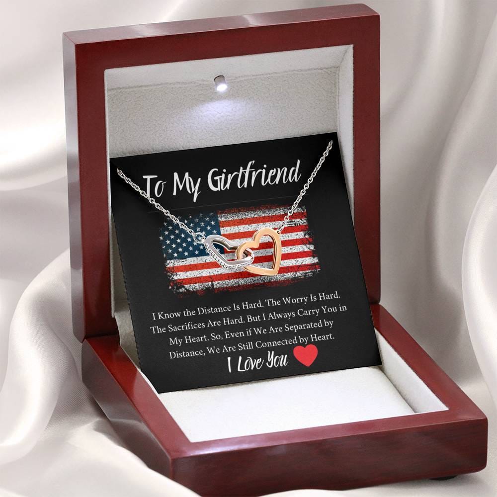 To My Girlfriend - I Know The Distance Is Hard - Interlocking Hearts Necklace