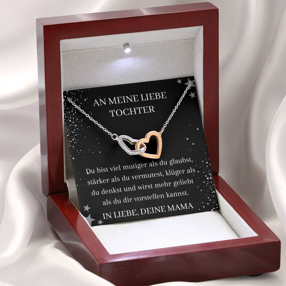 An Meine Tochter - Du Bist Viel Mutiger - Interlocking Hearts Necklace
