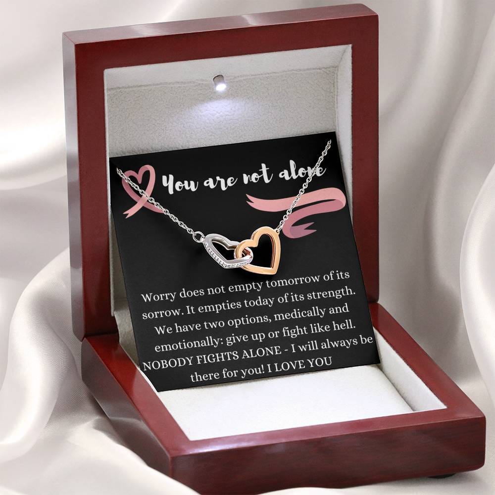 You Are Not Alone - Nobody Fights Alone - Interlocking Hearts Necklace