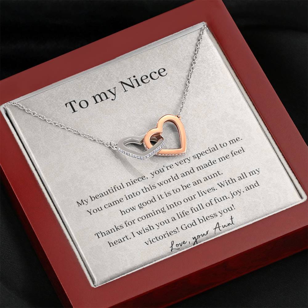 To My Niece - Thanks For Coming Into Our Lives - Interlocking Hearts Necklace