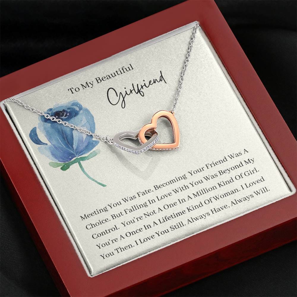 To My Beautiful Girlfriend - Meeting You - Interlocking Hearts Necklace