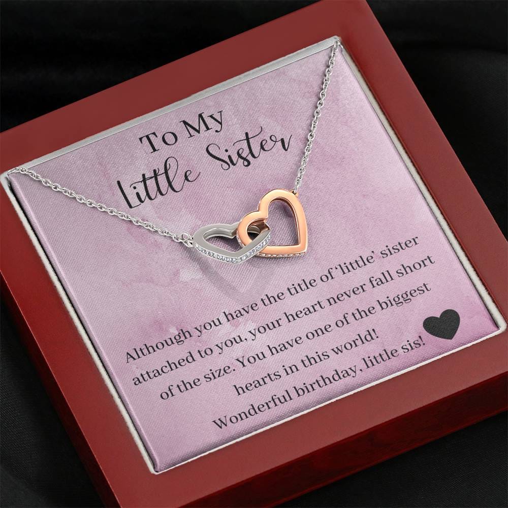 To My Little Sister - Wonderful Birthday - Interlocking Heart Necklace