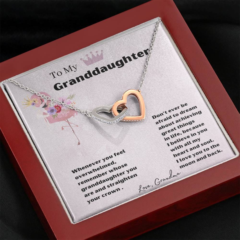 To My Granddaughter - Straighten Your Crown - Interlocking Hearts Necklace