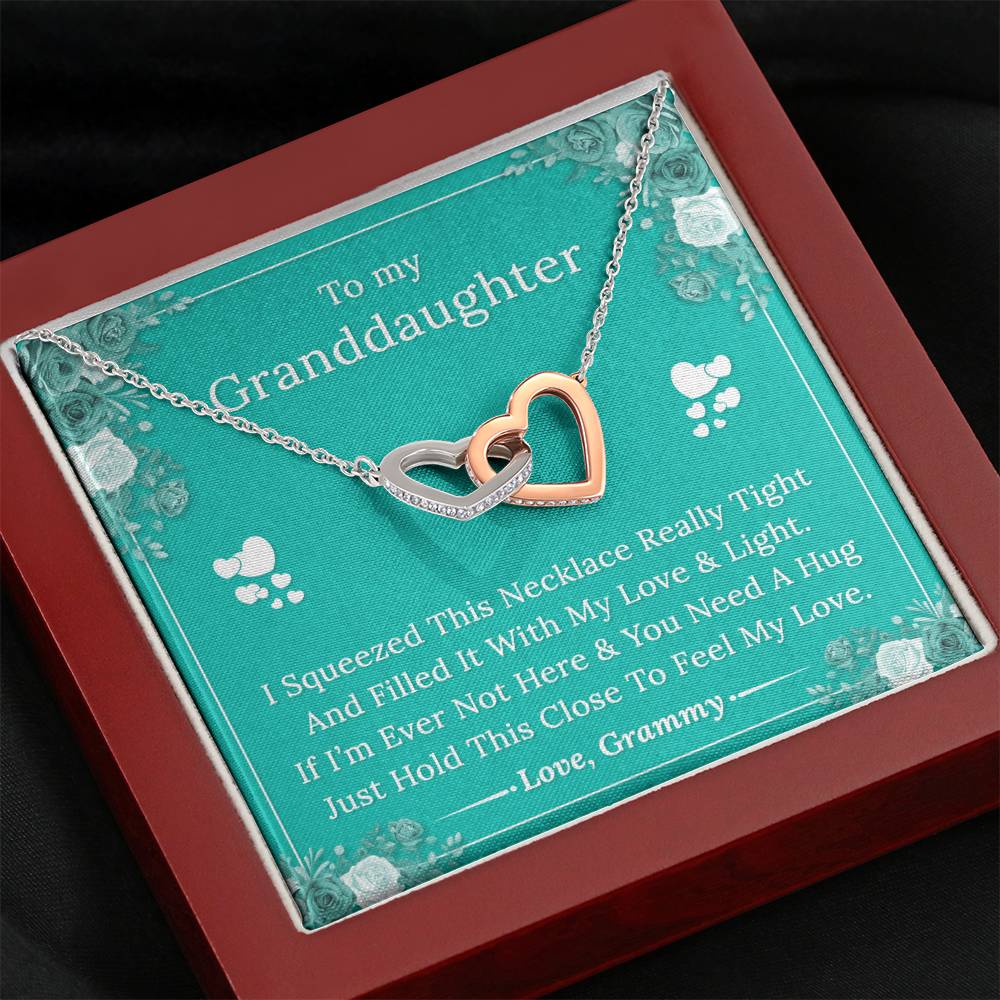 To My Granddaughter - Love Grammy - Interlocking Hearts Necklace