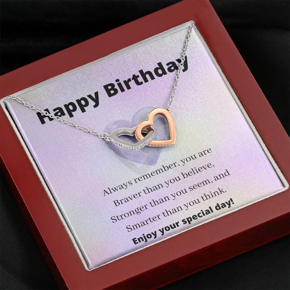 Happy Birthday - Enjoy Your special Day - Interlocking Hearts Necklace